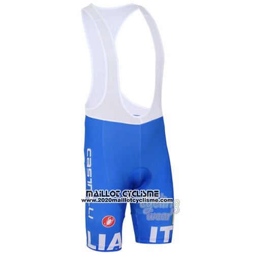 2016 Maillot Ciclismo Italie Blanc et Bleu Manches Courtes et Cuissard